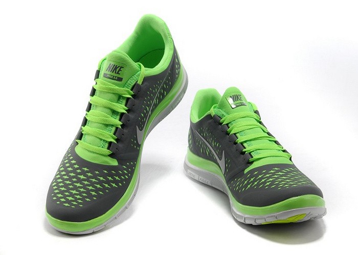 Nike Free 3.0 V4 Womens Shoes Green Grey White - Click Image to Close